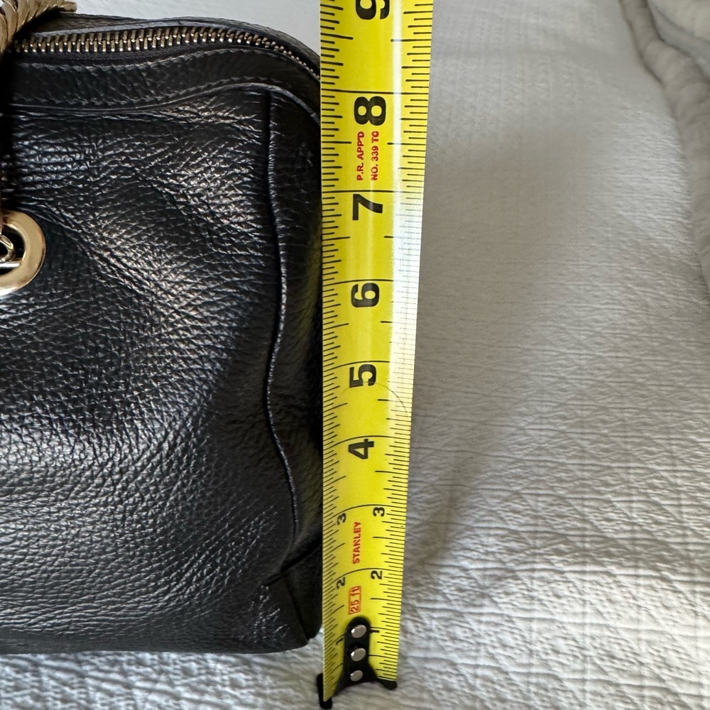 Versace Collection, soft black pebbled leather, gold hardware, zipper closure - Picture 13 of 14